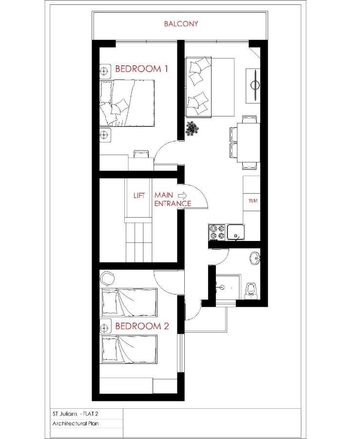 F2 - Lovely Two Bedrooms Flat Sea View, St Julians San Giuliano Esterno foto